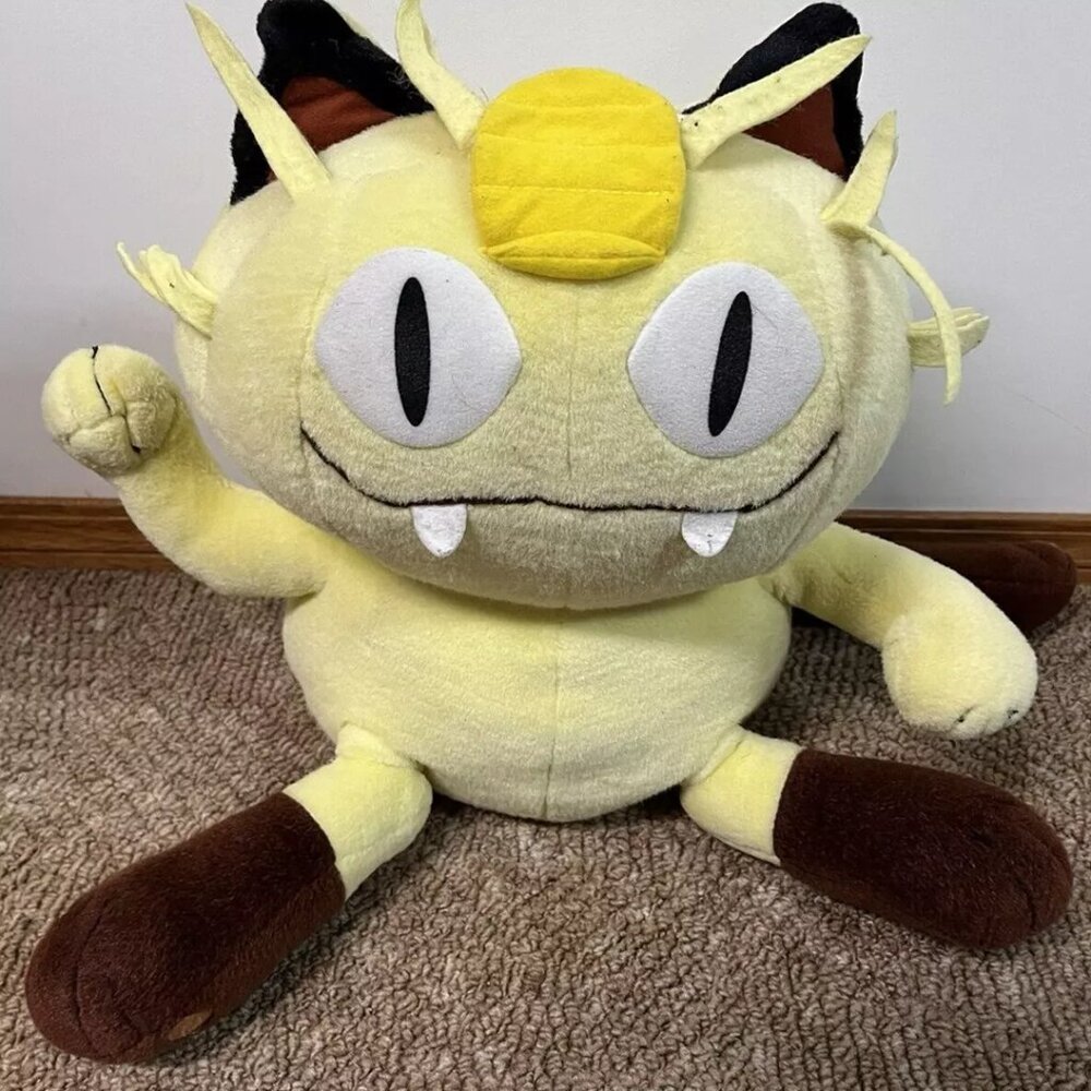 Hasbro Pokemon Meowth Jumbo Plush Vintage 18" Tomy Nintendo - 1999